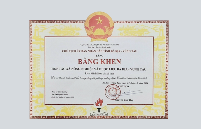 Khen thưởng HTX trong phong trào chống dịch